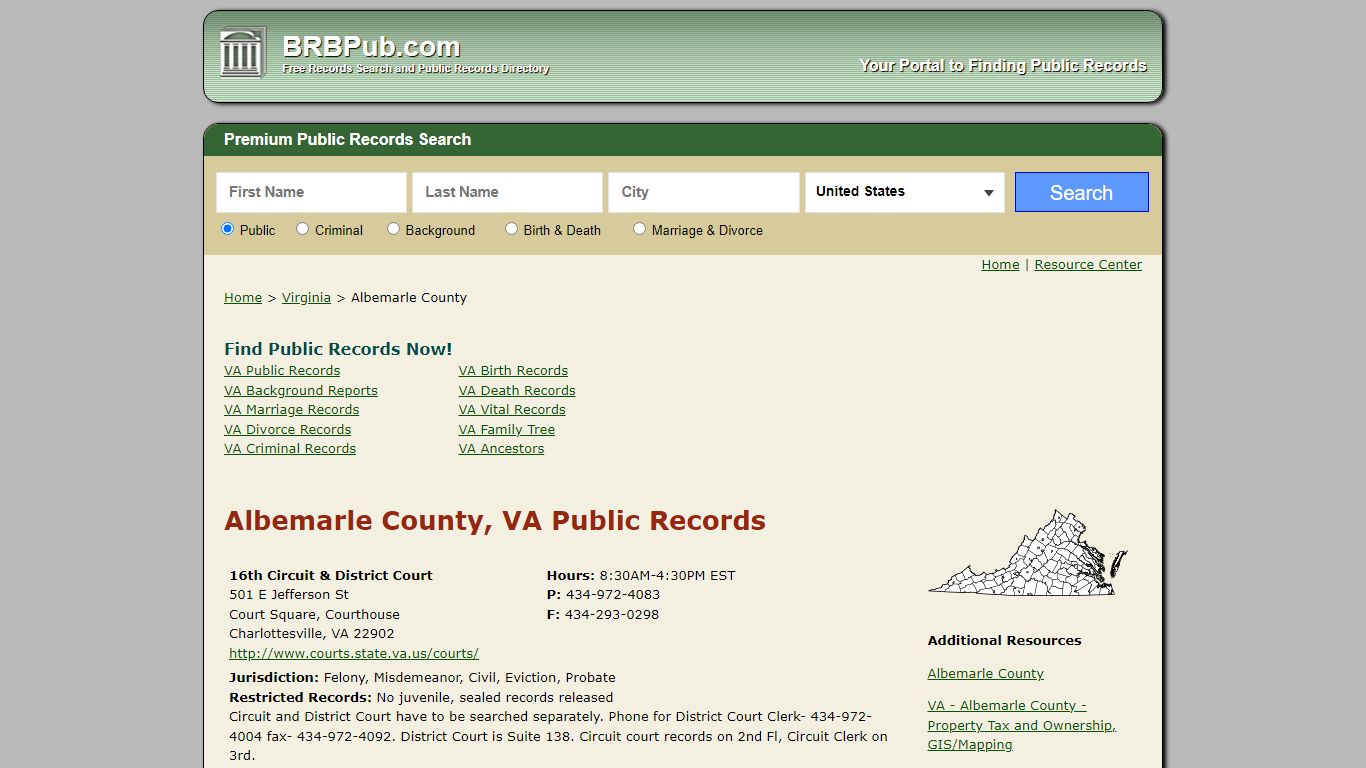 Albemarle County Public Records | Search Virginia Government Databases